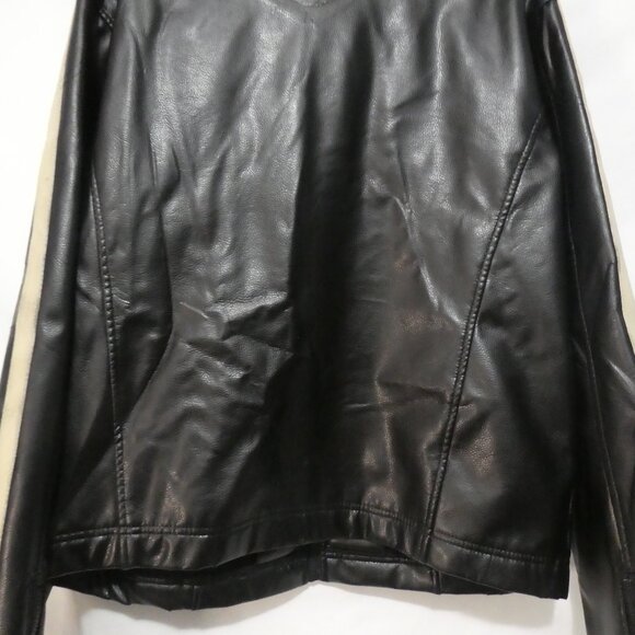 MOTO | large | Dark Brown Faux Leather | Cream Stripes | Zipper Cuffs - Picture 13 of 15